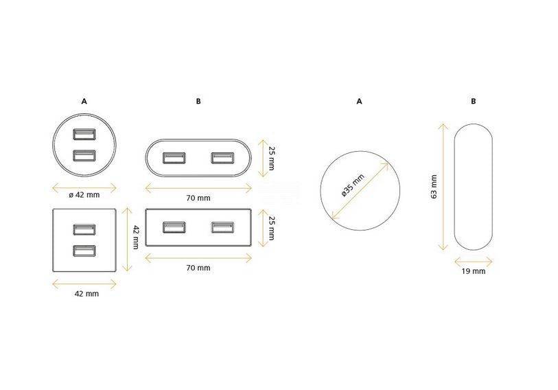 ASA 06029P00003 Nabíjecí HUB vestavný VERSAPICK, 2xUSB 5V (typ A), ⌀42mm, kulatý, plast, černá matná ASA 06029P00003 Nabíjecí HUB vestavný VERSAPICK, 2xUSB 5V (typ A), ⌀42mm, kulatý, plast, černá matná